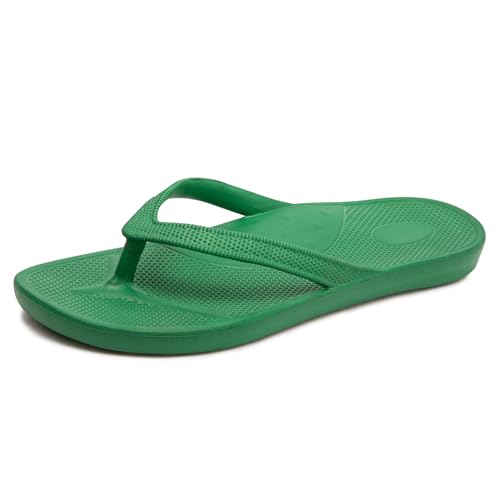 Huayuanwell Womens Flip Flops Thong Sandals Shower Slippers Beach Pool Bathroom Slides Sandals (9 Green)