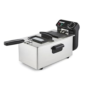 Geepas Deep Fat Fryer 3L | Food Grade Stainless Steel with Viewing Window and Safety Cut Out | Non-Slip, Easy Clean and Adjustable Temperature Control | Compact, 2100W | 2 Years Warranty, Silver