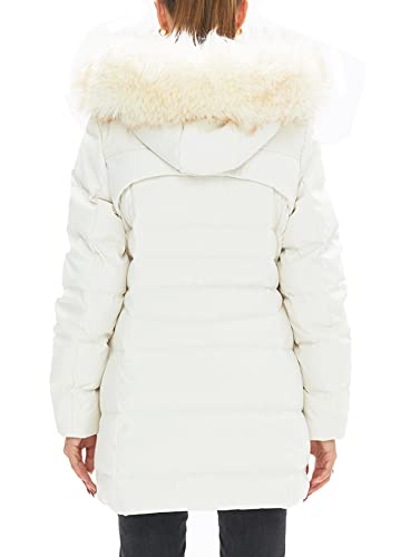 Polu Winter Coats For Women Slim Fit Thicken Puffer Down Jacket Drawstring Removable Fur Trim Hood Coats #TOP3