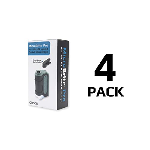 Image of Carson MicroBrite Pro Kit with Pocket Microscope & Smartphone Adapter Clip | Science Kit with 60x-120x LED Lighted Pocket Microscope and Smartphone Adapter For Digiscoping - Set of 4 (MM-350MU)