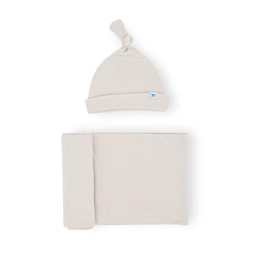 Image of Little Unicorn Premium Stretch Knit Swaddle & Hat Set | Ultra-Soft with Optimal Stretch for Newborns | Giftable Set (Pebble)