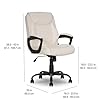 Amazon Basics Classic Puresoft PU Padded Mid-Back Height Adjustable Office Computer Desk Chair with Armrest, 26"D x 23.75"W x 42"H, Cream #2