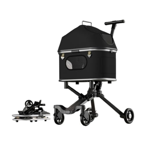 IUYIXWFP Poussette pour Petits Chiens et Chats, Poussette Pliable en Un clic avec auvent réglable, Roues en Caoutchouc, Panier de Rangement, Porte-gobelet, pour Petits Chiens et Chats,C