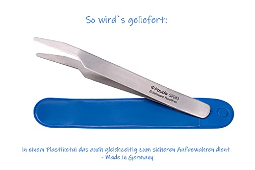 FAUDE Federstahlpinzetten 3-er Set fein-spitz, spitz und stumpf-rund 10,5cm für Terrarium, Labor, Modellbau zum fassen empfindlicher Objekte, Spiderlinge, Skorpione, Ameisen und Insekten