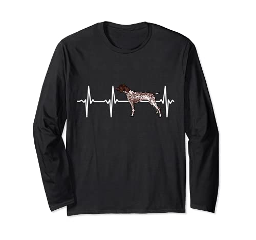 German Shorthaired Pointer Heartbeat Love My Dog Long Sleeve T-Shirt, Black