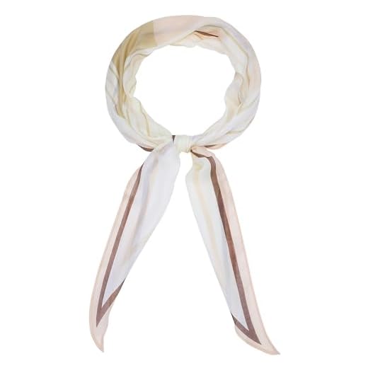 Elerevyo Lenço feminino estampado com listras geométricas, moda gaze faixa de cabelo lenço de pescoço lenço de pescoço, Cáqui claro, 170x50cm/66.9x19.7"