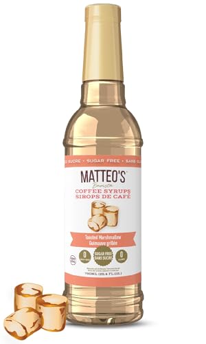 Matteo's Sugar Free Coffee Flavoring Syrup, Toasted Marshmallow, Delicious Coffee Syrup, 0 Calorie, 0 Sugar Coffee Syrups, Keto Friendly, 25.4 Oz, 1-Pack