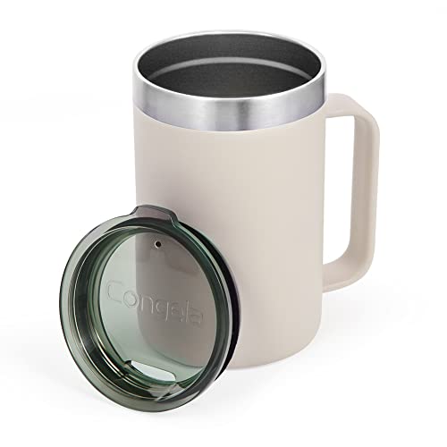 Congela 18Oz Stainless Steel Insulated Coffee Mug With Handle, Tea Cup With Tritan Lid And Cement Color Perfect For Winter Outdoor Camping Or Fishing (Cement, 18Oz) #TOP9