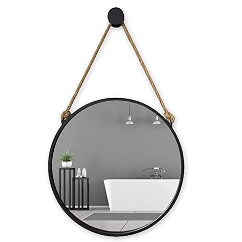Miroir de salle de bain simple suspendu rond noir 60 cm YangRy