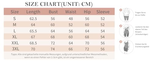 Becotal Damen Body Shaper Shapewear Stark Formend Bauchweg Langarm Unterhemd Rundhals Bodysuit Top Nahtlose Basic Shirt, Schwarz, L