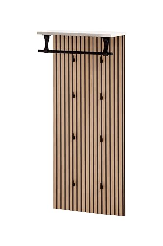 Schildmeyer Loft Hakenpaneel 157121, Mattweiß/Akustikpaneel Optik, 50 x 20,9 x 110,6 cm