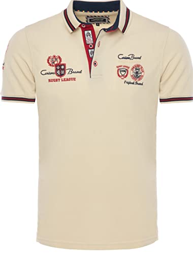 Carisma Kurzarm Poloshirt für Herren 100% Baumwolle • Herren Polo Shirt mit Stickerei • Angenehmes Regular Fit Shirt für Büro und Freizeit 4011 Beige L
