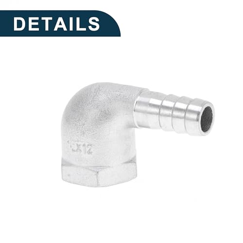 TUCKBOLD 304 Edelstahl Schlauchstutzen 15/32\ OD 1/2\ BSPT 90 Grad Winkelverbinder für Luft Wasser Öl Gas Kraftstoff 2 Stück Silberton