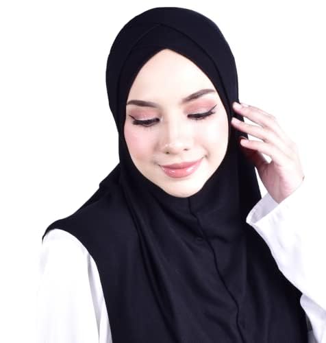 Mu Lan 4-Pleated Instant Hijab | Handmade from Rib Cotton | One Piece Easy Slip On Practical and Comfortable(L Size)3