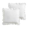 2 Pack White Ruffled Euro Shams Pillow Covers Washed Cotton 26×26 inches Farmhouse Bed Pillowcases White 26×26 inches