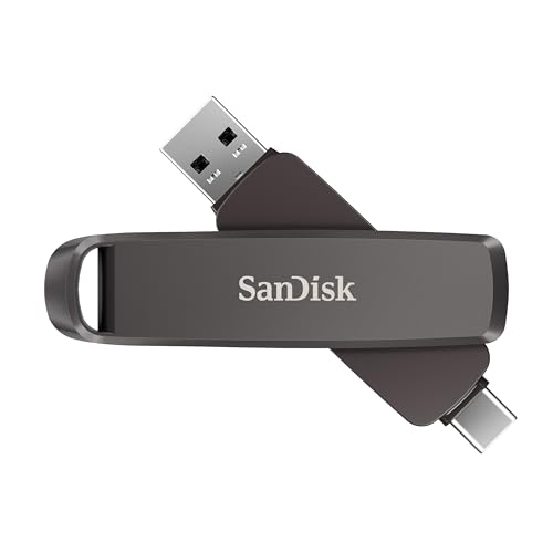 SanDisk Extreme PRO DUAL Drive 512GB, Flash-Laufwerk 2-in-1 USB Type-A und USB Type-C, Hochleistungs,Lesegeschwindigkeit bis zu 1000 MB/s, Automatische Backup, Dateiverwaltung Metallgehäuses, Schwarz
