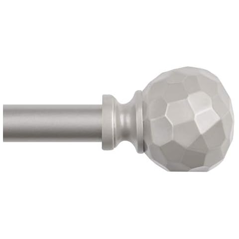 SZXIMU Curtain Rod 5/8 Inch Single Drapery Rods for Windows with Diamond Pattern Finials, 28-48", Nickel Cover