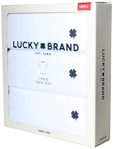 Lucky Brand Men's Crew Neck Cotton Undershirt (3 Pack), White, Large #TOP2