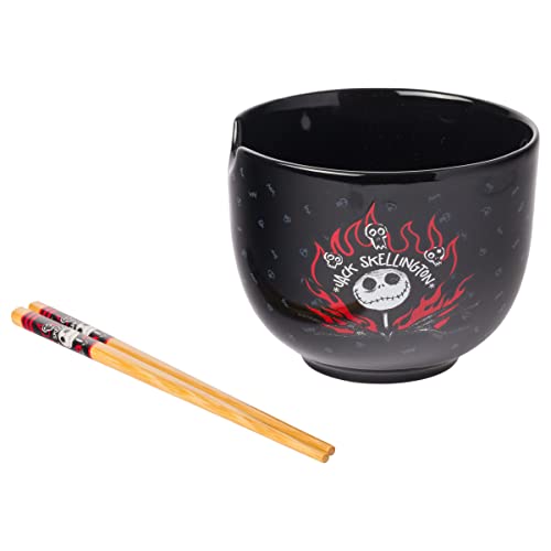 Silver Buffalo Disney Nightmare Before Christmas Jack Skellington Ceramic Ramen Noodle Rice Bowl With Chopsticks, Microwave Safe, 20 Ounces #TOP7