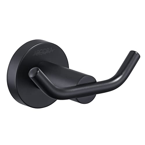 ARCORA Black Towel Hooks, SUS 304 Stainless Steel Wall Hooks, Heavy Duty Robe Hooks 1 Pack, Towel Hooks for Bathroom Wall Mounted