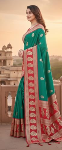 ASIAN CURVES green banarasi silk saree – image 3