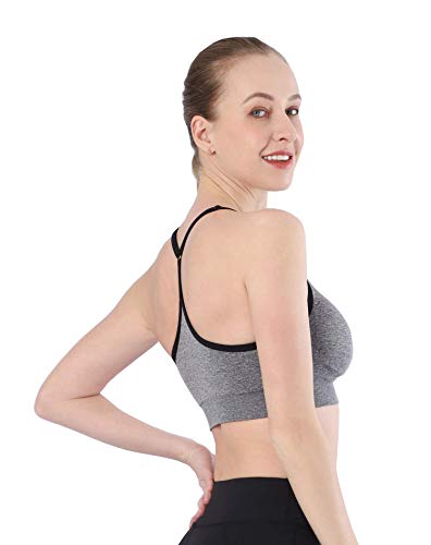 Image of AKAMC Women's Cross Back Sport Bras,Adjustable Straps Padded Criss Cross Cropped Bras for Yoga Workout Fitness