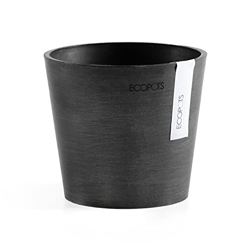 Ashortwalk ECOPOTS Amsterdam Mini-Blumentopf aus recyceltem Kunststoff (D13 x H11,4 cm, schwarz)