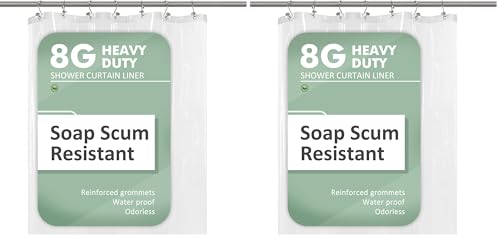 Image of Barossa Design Small Shower Curtain for Shower Stall Size 36 x 72 inches,PEVA - Waterproof, Eco-Friendly, Non-Toxic, Odorless, PVC Free, Metal Grommets (Clear) (Pack of 2)