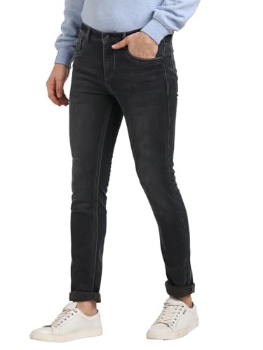 Image of Turtle Men Cotton Stretch Narrow Fit Dark Grey Jeans||Men's Jeans||Men's Denim||Stretchable Jeans