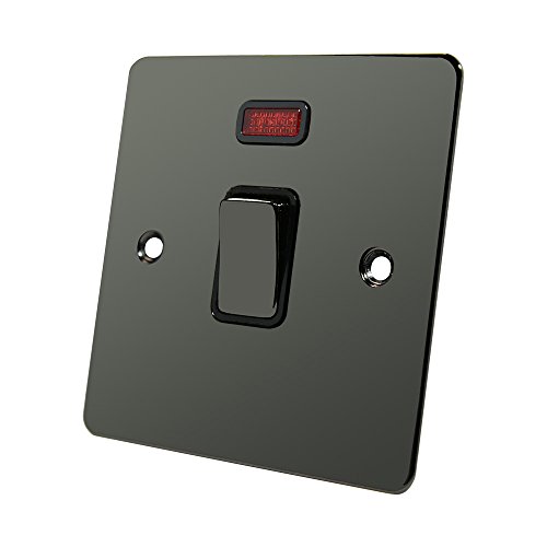 Flat Plate Black Nickel 20 Amp DP Switch - 20A Double Pole Switch w/Neon Indicator