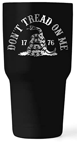 Gadsden Flag Don't Tread On Me 30Oz Patriotic Tumbler - American Flag Tumbler Travel Mug - Patriotic Coffee Mug - Double Insulated Tumbler - Engraved In The Usa - (Gadsden Flag Don't Tread On Me) #TOP2