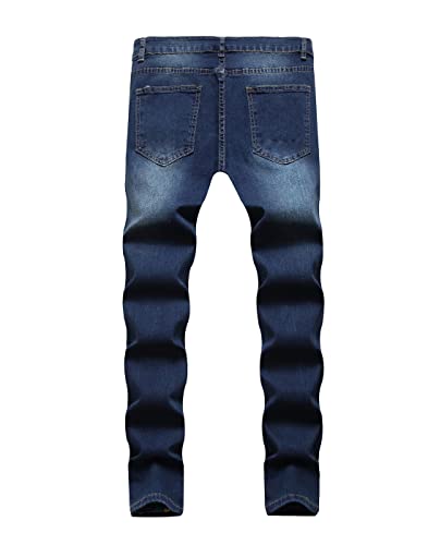 Boy Skinny Jeans Fit Ripped Destroyed Distressed Stretch Slim Jeans Pants #TOP1