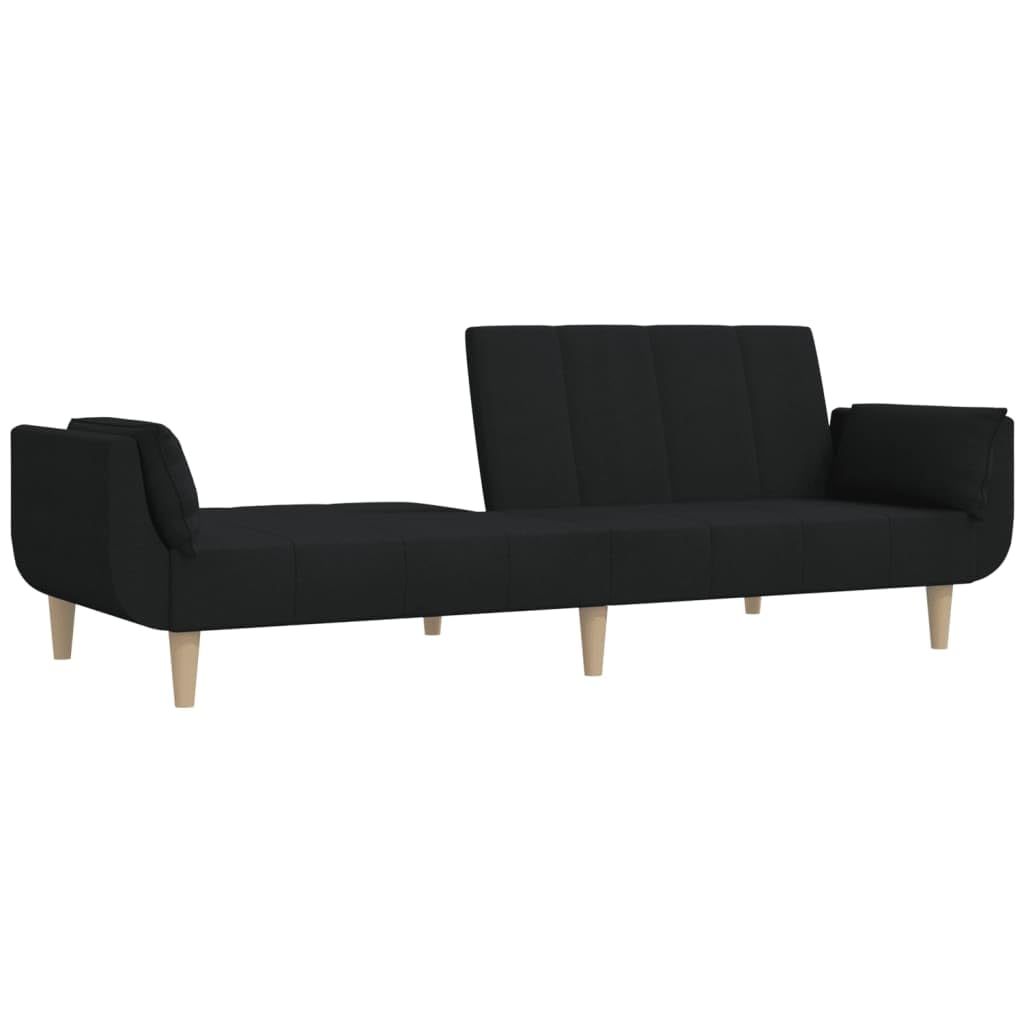 Divano Letto a 2 Posti con 2 Cuscini Nero in Tessuto,Divano da Soggiorno,Divano di Design Moderno,Divano Letto 2 Posti Economico-375871