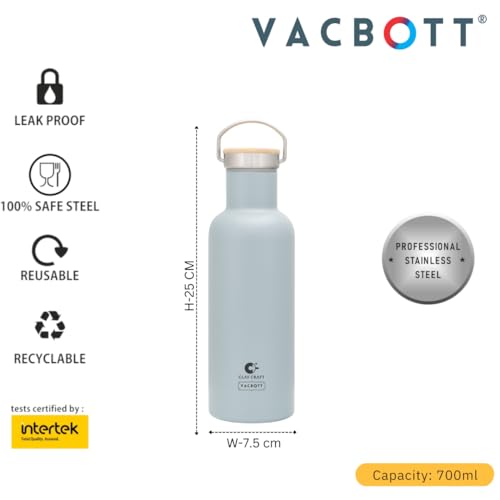 Image of Clay Craft Vacbott Melissa Classic Double Wall 18 Hours Hot and 24 Hours Cold Vacuum Insulated Flask 700 ml, 2 Pcs Steel Bottles for Travelling|BPA-Free|Leak Proof|BIS Certified|1Year Limited Warranty