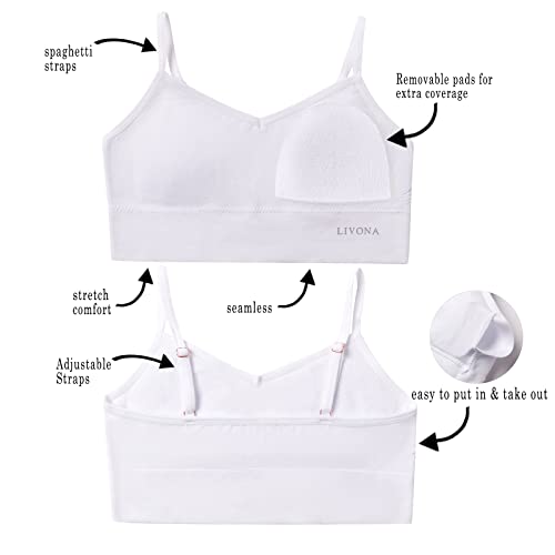 Youth Training Bras for Girls-Sports Bra, Wirefree Bra, Padded Everyday Bra Bralette,Crop Cami Tank Top (6-14)2