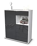 hochglanz fronten streichen  Stil.Zeit Highboard Loredana - Korpus Weiss matt - Front Hochglanz-Design Graphit (92x108x35cm) - Push-to-Open Technik & hochwertigen Leichtlaufschienen - Made in Germany