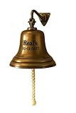Personalized Brass Bell - Custom Engraved Wall-Mounted Nautical Bell with Rope | Vintage Ship Bell for Home, Bar, Wedding, Restaurant, Outdoor & Décor