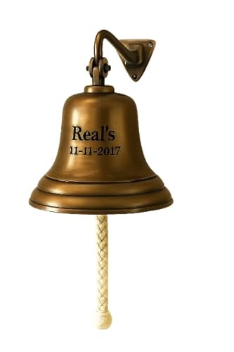 Personalized Brass Bell - Custom Engraved Wall-Mounted Nautical Bell with Rope | Vintage Ship Bell for Home, Bar, Wedding, Restaurant, Outdoor & Décor