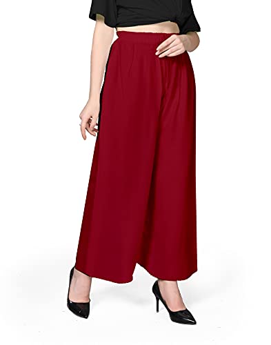 Image of Pranjal Women's Premium Regular Fit Rayon Palazzo - Free Size, Fits Up to 2XL, Stylish & Comfortable (Plazo P)