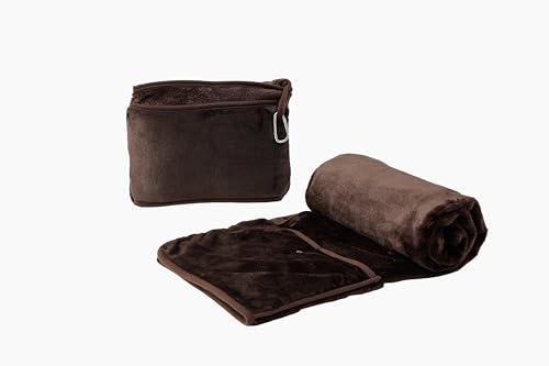 Willers 毛布 冬用 膝掛け ブランケット 車 ひざ掛け コンパクト 携帯 持ち運び 収納付き くるんけっと 柔らかく肌触 ふわふわ 暖かい フランネル 洗える Blanket 薄手 軽量 小さくたためる 90*120cm (ブラウン)