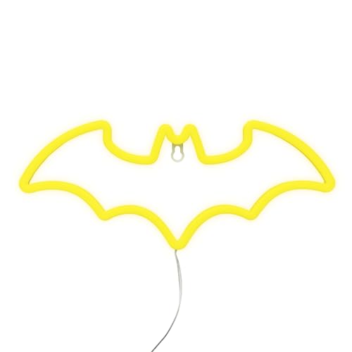 Batman - Lámpara LED de neón con licencia oficial de DC Comics, lámpara icónica en forma de logotipo, alimentada por USB, accesorios y decoración para recámara de niños | Paladone, amarillo