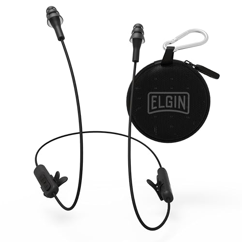 Elgin Ruckus Wireless Bluetooth Earplug Headphones, 25 dB Noise Reduction Ear Plug Earbuds, Noise Cancelling Mic, 12 Hour Battery, IP65 sweatproof, OSHA Compliant Hearing Protection, Work Safety