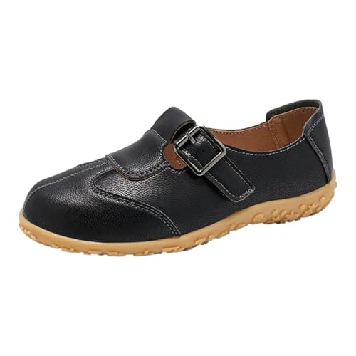 Zapatos Mary Jane negros para mujer: calzado plano, suave y cómodo para diario y paseos talla 39.5
