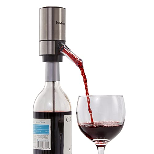 Ivation Stainless Steel Wine Aerator & Dispenser Set | Electric