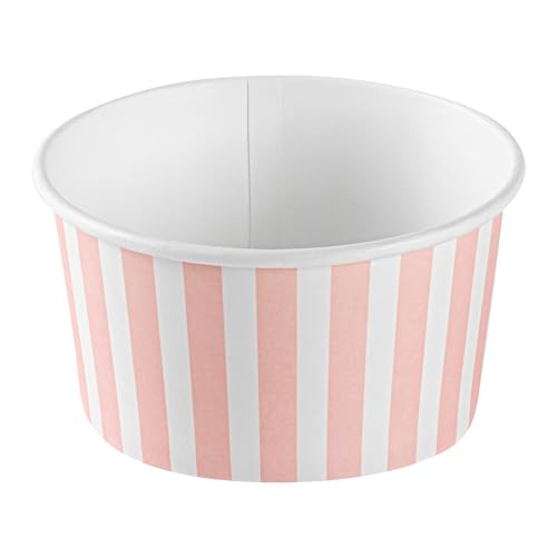 Image of Coppetta 8-Ounce Dessert Cups, 50 Disposable Ice Cream Cups - Lids Sold Separately, Sturdy, Pink And White Paper FroYo Bowls, For Hot And Cold Foods, Perfect For Gelato Or Mousse - Restaurantware