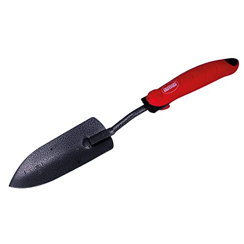 Amig - Pala pequeña y estrecha de jardineria con Mango ABS y Cuerpo de Acero para Trabajos en Huerto y para Plantar en Casa | Herramientas de Jardin de color Rojo-Negro | Medidas - 13 1/2'.