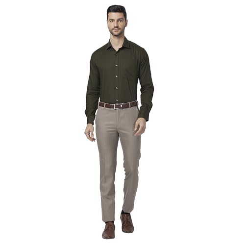 Image of Raymond Men Mid Rise Slim Fit Self Design Trouser