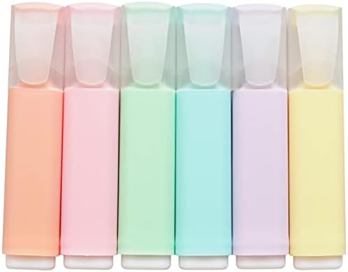 ROTCROSS Aesthetic Cute Highlighters Mild Assorted Colors With Soft Chisel Tip,Dry Fast Easy to Hold,for Journal Bible Planner Notes School Office Supplies,6 Pack Set Students Children Gift