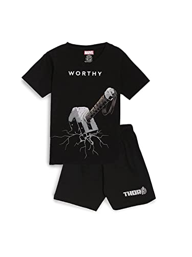 Image of Nap Chief Kids Cotton Official Marvel Superhero's Printed Co ord Sets for Boys & Girls, T Shirt and Shorts for Casual Wear