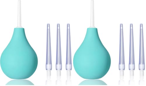 Image of TopQuaFocus 8oz Enema Bulb Kit Anal and Vaginal Douche Bulb for Men Flushing System Enemas Silicone Bulb 4 Replaceable Tips (Green, 224ml) (Pack of 2)